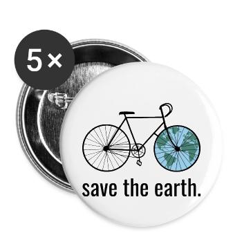 save the earth_Fahrrad_black_world color - Buttons klein 25 mm (5er Pack) - Weiß - Vorne