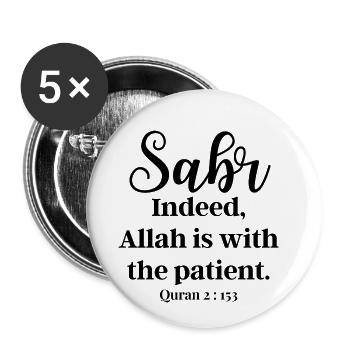 Sabr - be patient /Islam /Allah /Muslim - Buttons small 1''/25 mm (5-pack) - white - Front