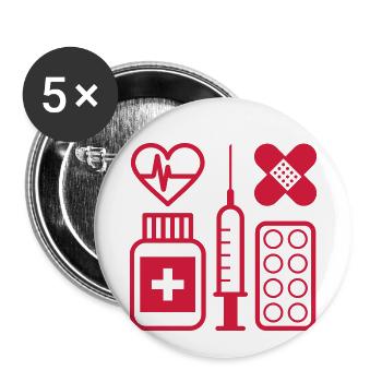 Infirmière T-shirt - Lot de 5 petits badges (25 mm) - blanc - Devant