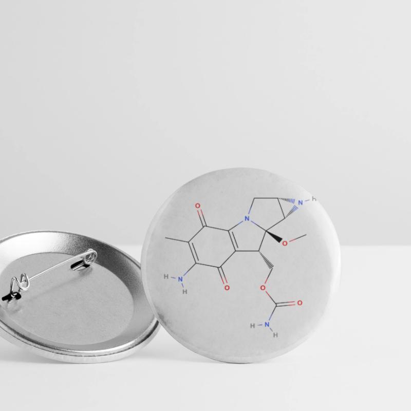 Mitomycin C Molecule - Colored Structural Formula Buttons small 1''/25 mm (5-pack)