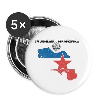 Yugoslavia SFRJ Jugo Kosovo Geschenk Tito - Buttons klein 25 mm (5er Pack) - Weiß - Vorne