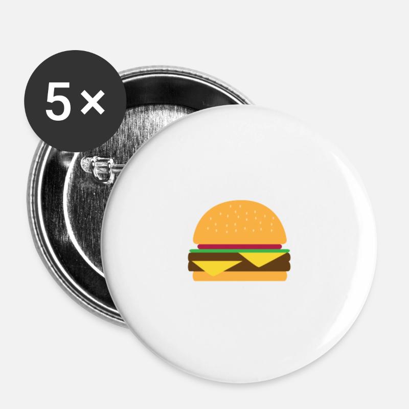 Cheese Burger Logo - Buttons small 1''/25 mm (5-pack) - white