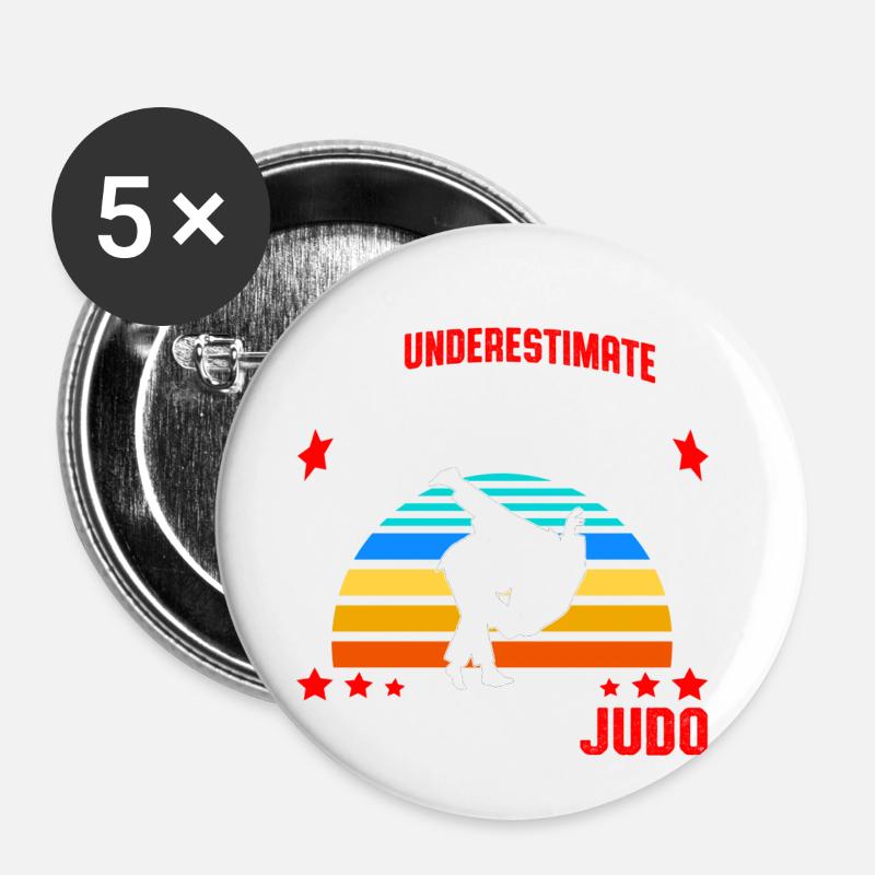 judo - Confezione da 5 spille piccole (25 mm) - bianco