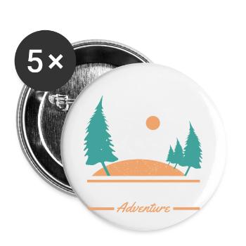 Randonner - Mountain Adventure - Lot de 5 petits badges (25 mm) - blanc - Devant