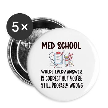 Étudiant en médecine Futur Docteur Études de Médecine - Lot de 5 petits badges (25 mm) - blanc - Devant
