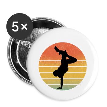 Breakdance Breakdancing Breakdancer Vintage Retro - Buttons klein 25 mm (5er Pack) - Weiß - Vorne