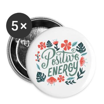 Positive Energy - Lot de 5 petits badges (25 mm) - blanc - Devant