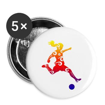 Maori Fußballmädchen Polynesien Tribal Tattoo Gift - Buttons klein 25 mm (5er Pack) - Weiß - Vorne