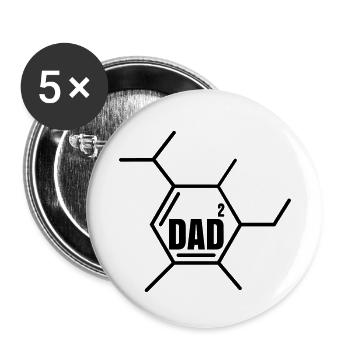 Papa Double - Père haut Deux - Deux enfants - Lot de 5 petits badges (25 mm) - blanc - Devant