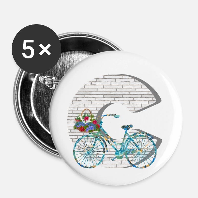 vélo e 100 c - Lot de 5 petits badges (25 mm) - blanc