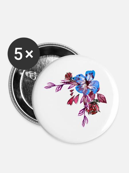 Blumen - Buttons klein 25 mm (5er Pack) - Weiß