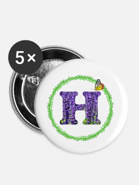 lavendel h - Buttons klein 25 mm (5er Pack) - Weiß