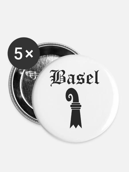 Baselerstab - Buttons klein 25 mm (5er Pack) - Weiß