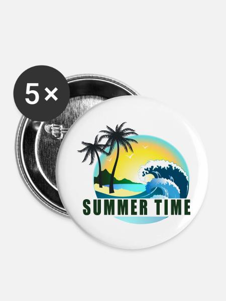 Sommerzeit Strandpanorama - Buttons klein 25 mm (5er Pack) - Weiß