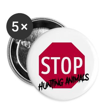 STOP hunting Animals - Lot de 5 petits badges (25 mm) - blanc - Devant