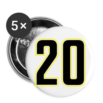 20 number - Buttons small 1''/25 mm (5-pack) - white - Front
