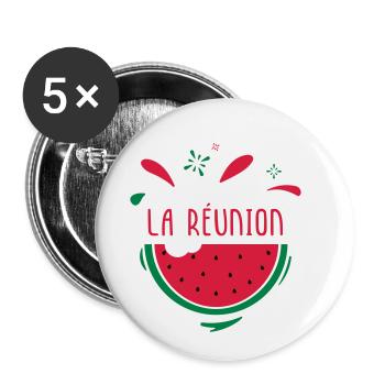 La Réunion - Lot de 5 petits badges (25 mm) - blanc - Devant