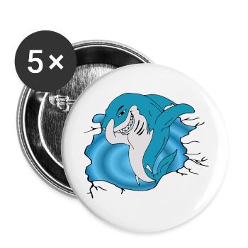 Shark / Hai - Buttons small 1''/25 mm (5-pack) - white - Front