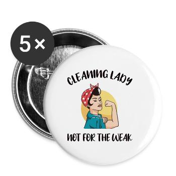 Femme de ménage Ménage - Lot de 5 petits badges (25 mm) - blanc - Devant