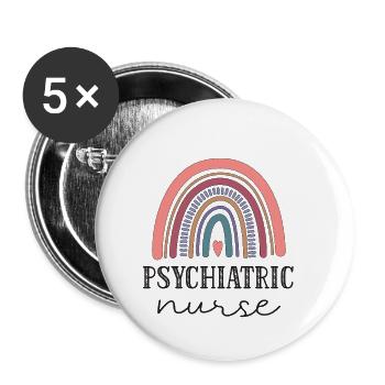 Psychiatrie infirmière - Lot de 5 petits badges (25 mm) - blanc - Devant