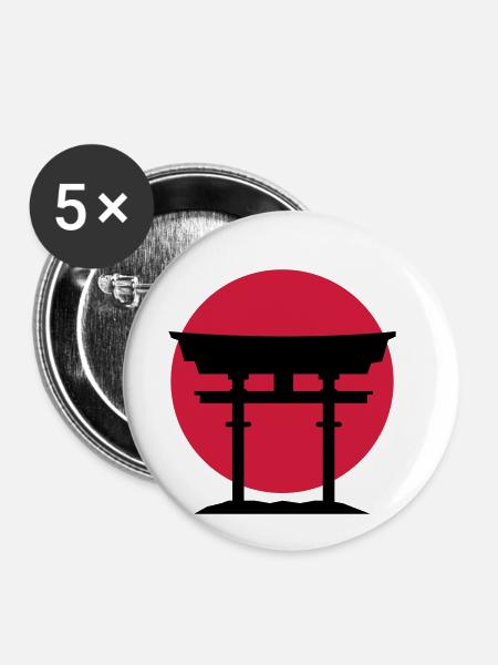 japan gate - Buttons klein 25 mm (5er Pack) - Weiß