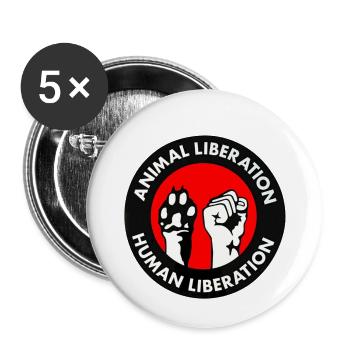 Animal Liberation Human Liberation - Buttons klein 25 mm (5er Pack) - Weiß - Vorne