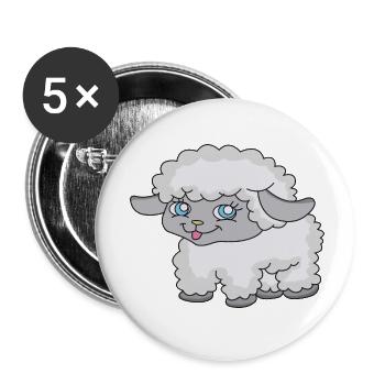 Sheep, Cute sheep - Buttons small 1''/25 mm (5-pack) - white - Front