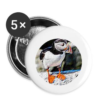 Puffin Rock - Buttons klein 25 mm (5er Pack) - Weiß - Vorne