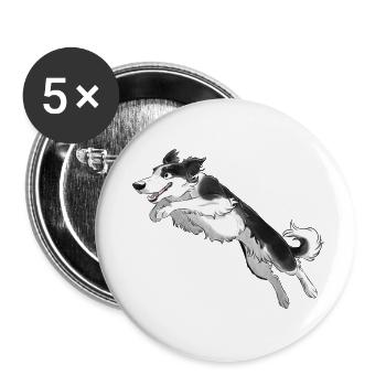 Sports Dog - Border Collar - Black - Buttons small 1''/25 mm (5-pack) - white - Front