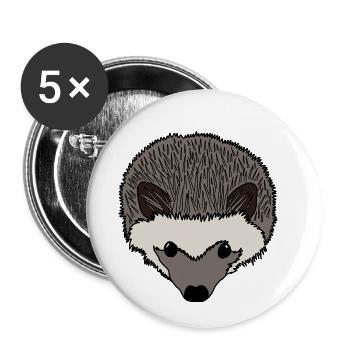 Tête de hérisson - Lot de 5 petits badges (25 mm) - blanc - Devant