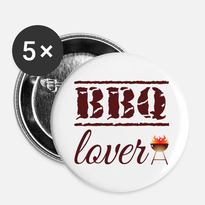 BBQ lover - Buttons small 1''/25 mm (5-pack) - white