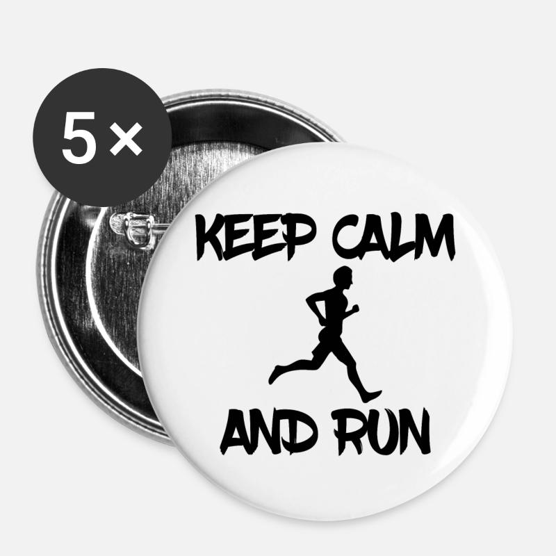 keep calm and run - Buttons small 1''/25 mm (5-pack) - white