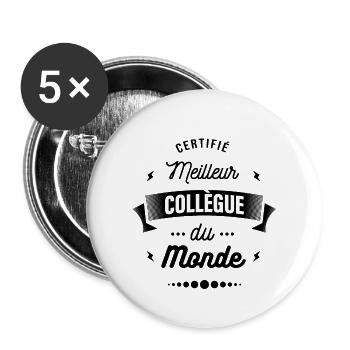 CERTIFIÉ MEILLEUR COLLÈGUE DU MONDE - Lot de 5 petits badges (25 mm) - blanc - Devant