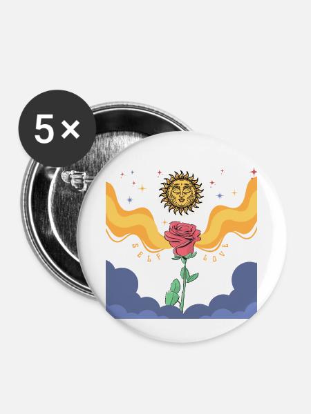 Liebe zu sich selbst - Buttons klein 25 mm (5er Pack) - Weiß