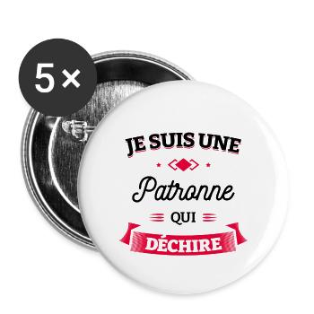 PATRONNE QUI DÉCHIRE - Lot de 5 petits badges (25 mm) - blanc - Devant