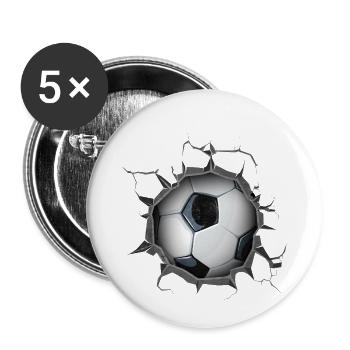 Fußball in der Wand Fußballer - Buttons klein 25 mm (5er Pack) - Weiß - Vorne