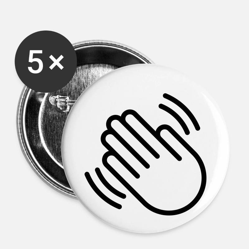 Hands clapping - Buttons small 1''/25 mm (5-pack) - white