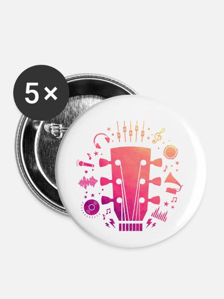 Gitarre - Buttons klein 25 mm (5er Pack) - Weiß