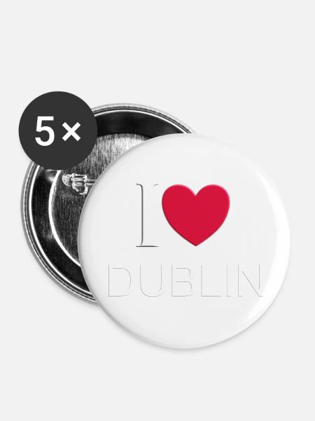 I love Dublin - Buttons klein 25 mm (5er Pack) - Weiß
