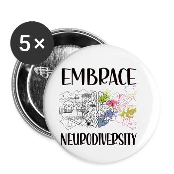 Neurodiversität Autismus ADHS Neurodiversity ASD - Buttons klein 25 mm (5er Pack) - Weiß - Vorne