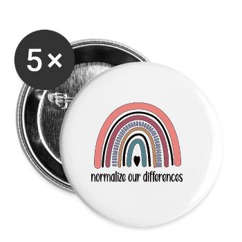 Neurodiversität Autismus ADHS Neurodiversität ASD - Buttons klein 25 mm (5er Pack) - Weiß - Vorne