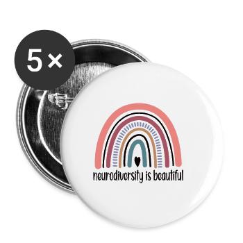 Neurodiversität Autismus ADHS Neurodiversität ASD - Buttons klein 25 mm (5er Pack) - Weiß - Vorne
