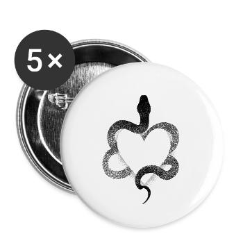 Serpent dotwork coeur - Lot de 5 petits badges (25 mm) - blanc - Devant