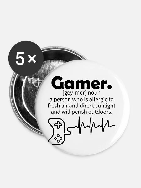 Gamer Funny Tshirt - Buttons klein 25 mm (5er Pack) - Weiß