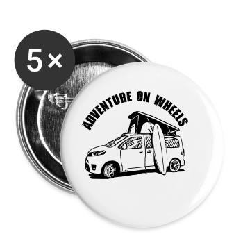 Adventure on Wheels Van - Buttons klein 25 mm (5er Pack) - Weiß - Vorne