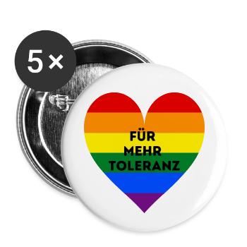 Toleranz - Buttons klein 25 mm (5er Pack) - Weiß - Vorne