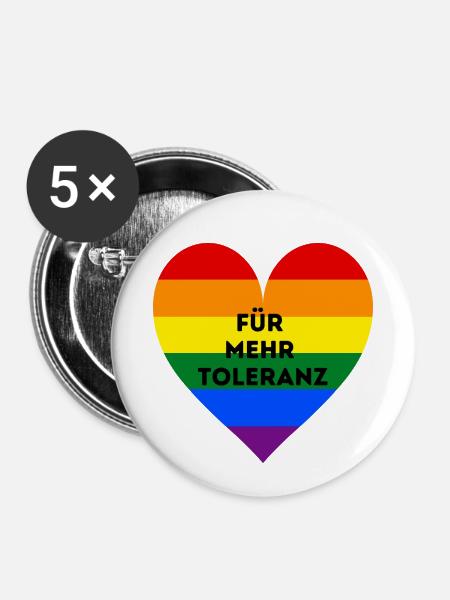 Toleranz - Buttons klein 25 mm (5er Pack) - Weiß