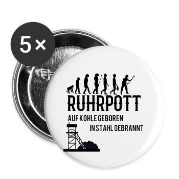 Ruhrpott Sprüche Auf Kohle geboren - Buttons klein 25 mm (5er Pack) - Weiß - Vorne