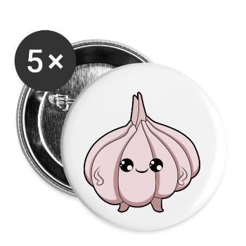 Knoblauch - Buttons klein 25 mm (5er Pack) - Weiß - Vorne