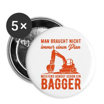 Baustelle Bagger Beruf Baustelle Geschenk - Buttons klein 25 mm (5er Pack) - Weiß - Vorne